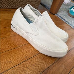 SeaVees White Platform Slip-On Sneakers
